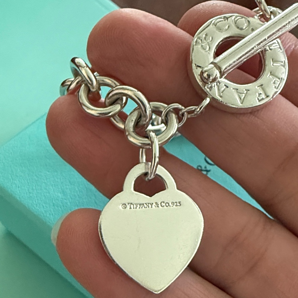 8” Tiffany & Co. Please Return To Tiffany Heart Tag Toggle Bracelet - Picture 6 of 8